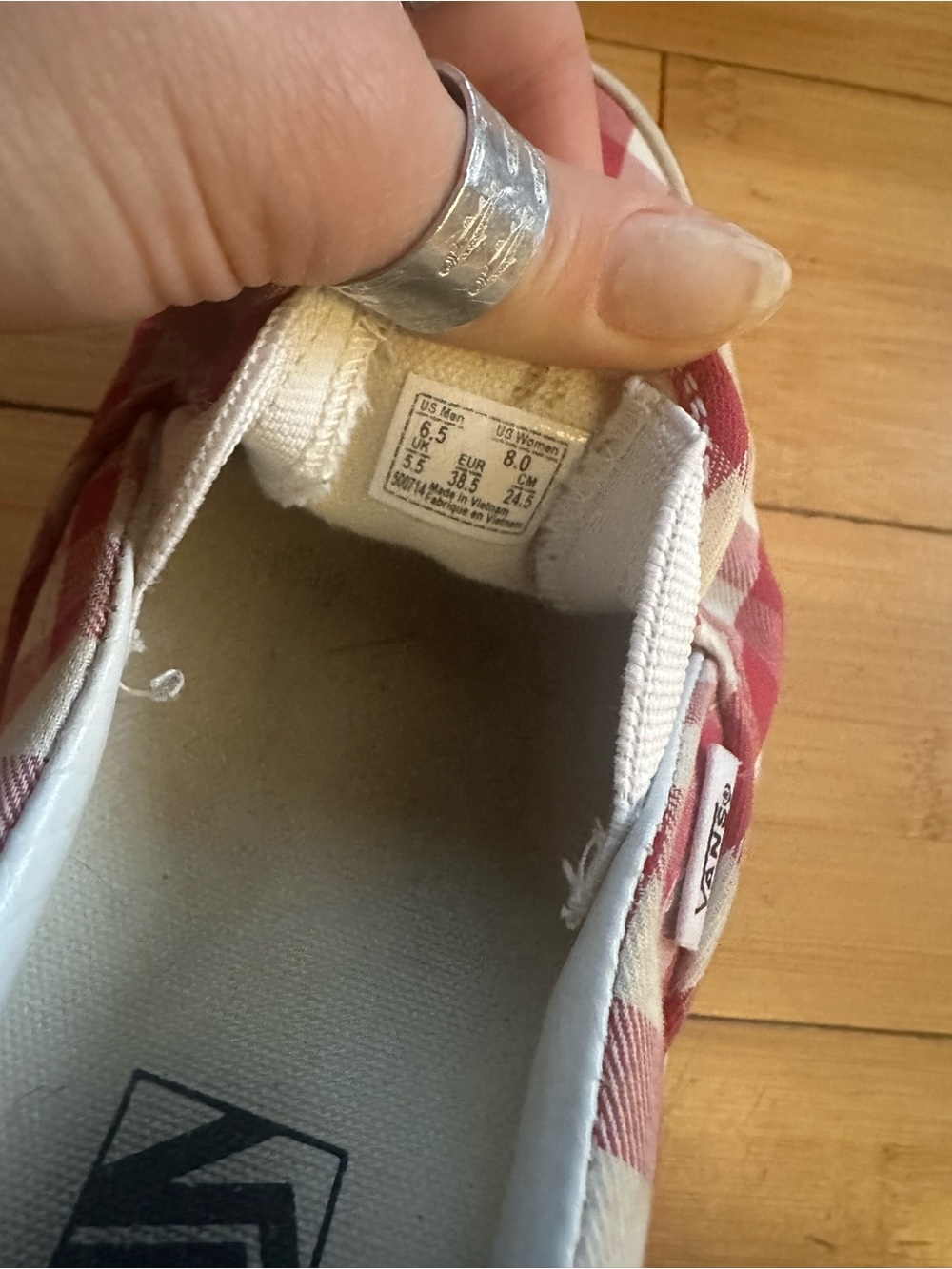 Vans Red and White Gingham Slip-On Sneakers - Picture 5 of 5